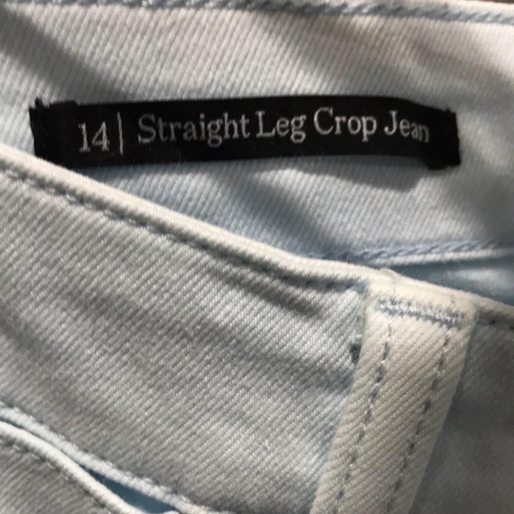 Talbots women Straight Leg Crop Jean At Waits Size 14 Baby BluebColor - Picture 3 of 10